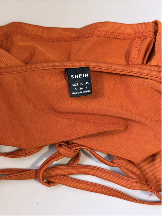 SHEIN Women's Size Small Rust Orange Strappy Braided Front Crop Top NWT
