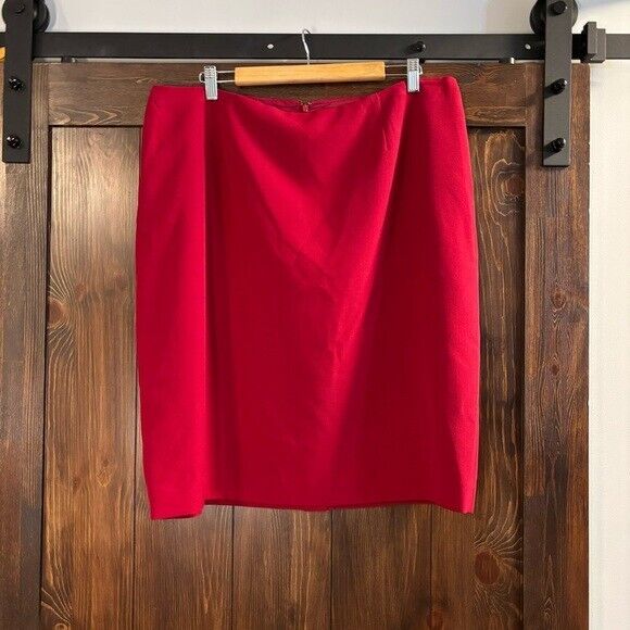 KASPER Plus Size 18W Red Stretch Crepe Pencil Skirt NWT