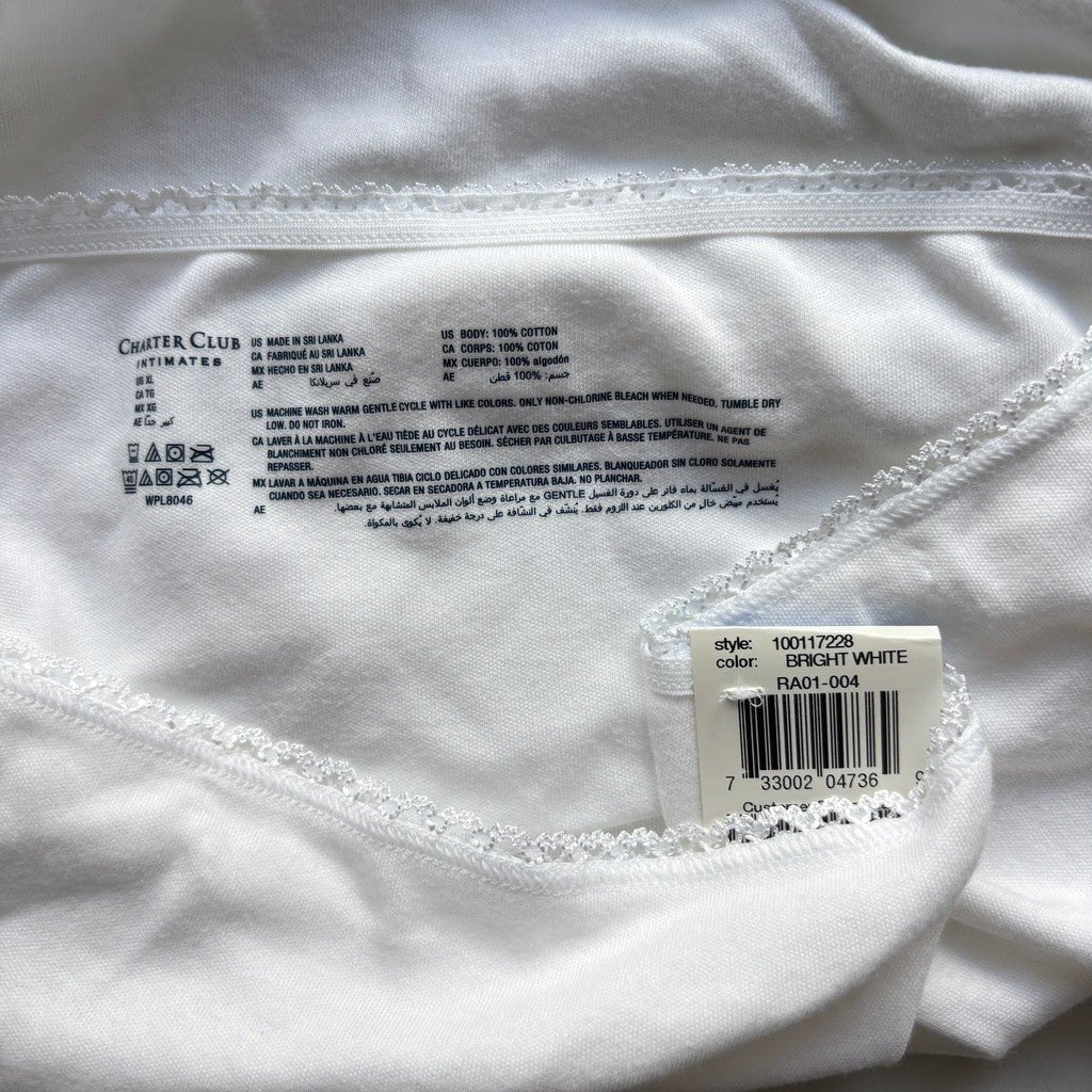 Charter Club Women's XL 100% Cotton 3 Pack of White Brief Underwear NWT XL35