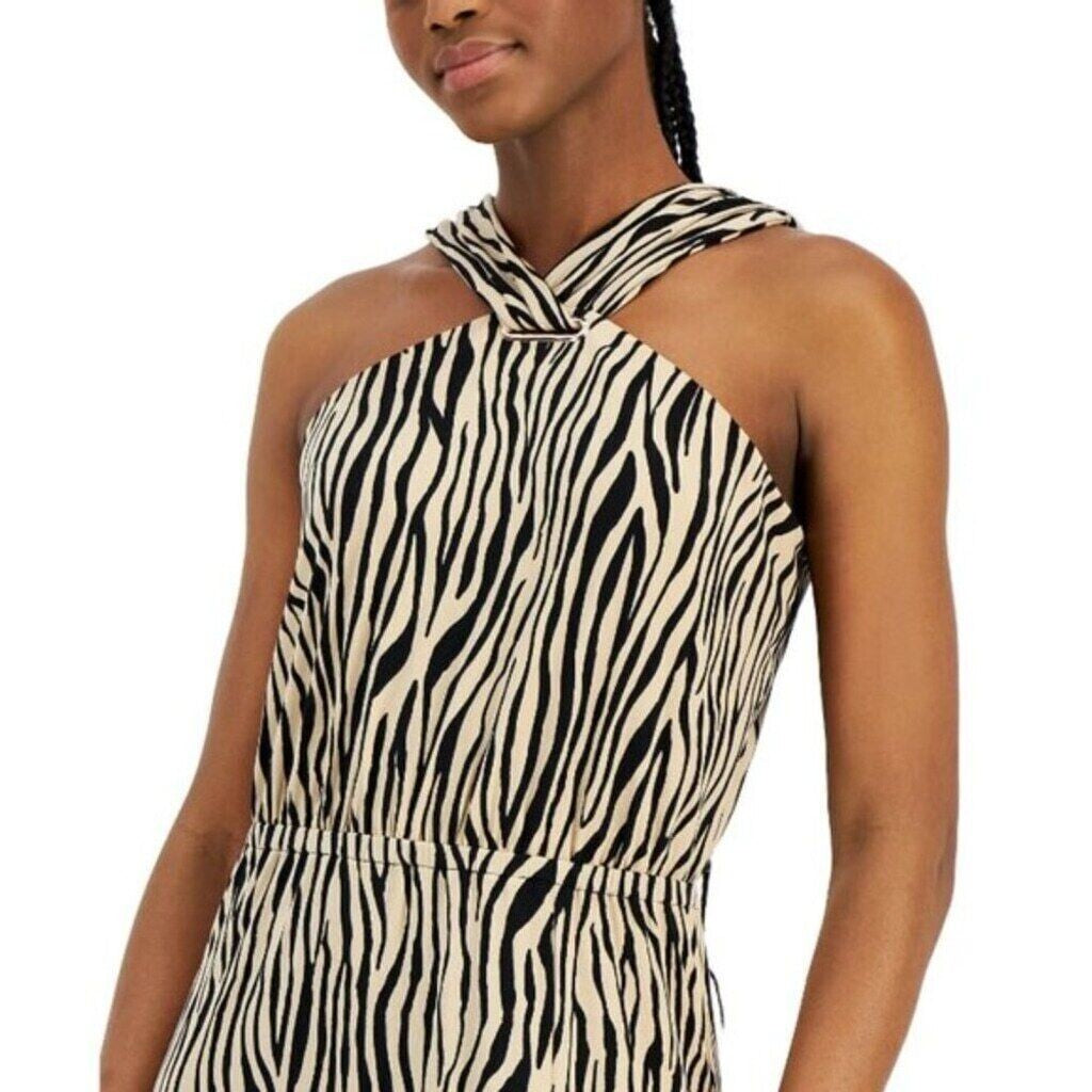 I.N.C. International Concepts Petite Zebra Printed Halter Maxi Dress NWT