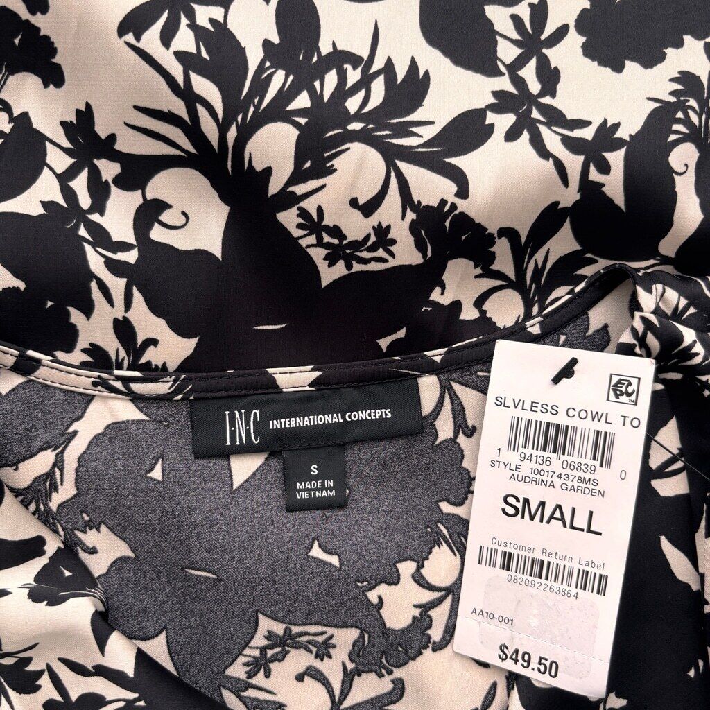 INC International Concepts Small Floral Printed Cowlneck Sleeveless Top NWT