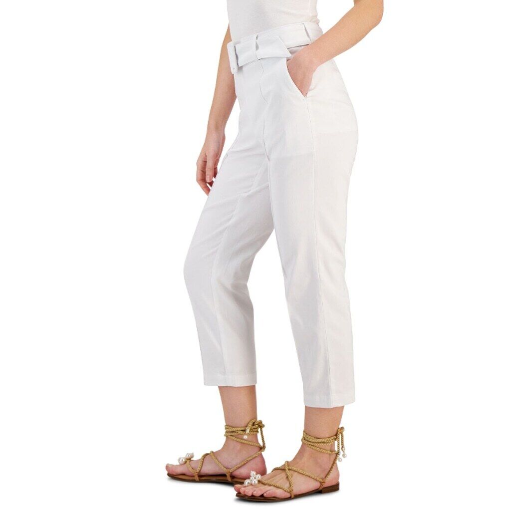 INC International Concepts Women's Size XL White Belted High-Rise Capris NWT