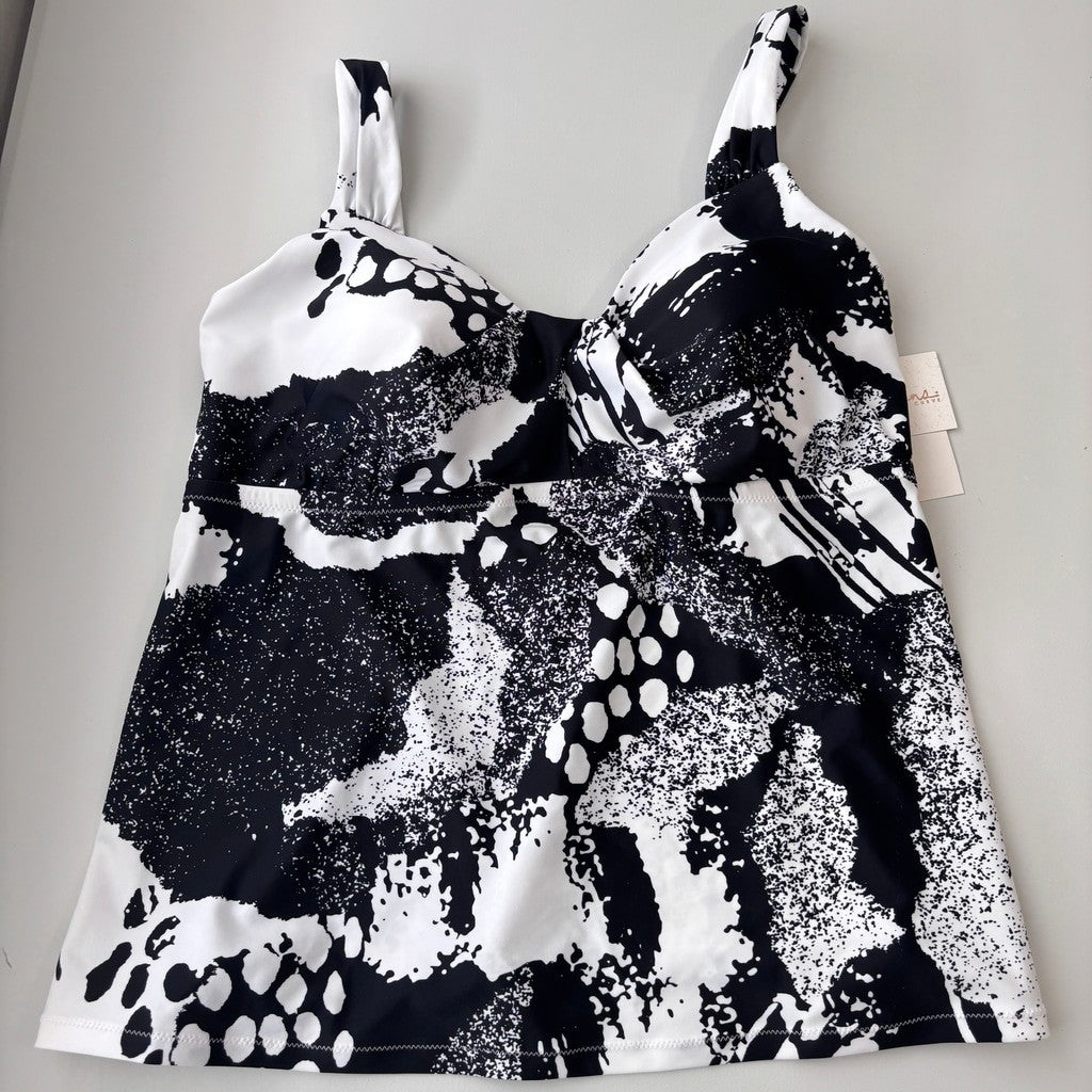 Raisins Curve Women's 18W Plus Size Black & White Tankini Top w/ Support NWT