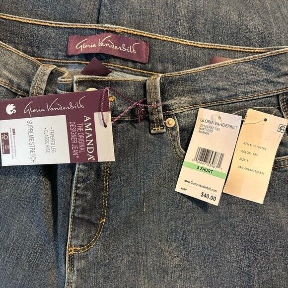 GLORIA VANDERBILT Petite Amanda High Rise Straight-Leg Light Wash Jeans, NWT