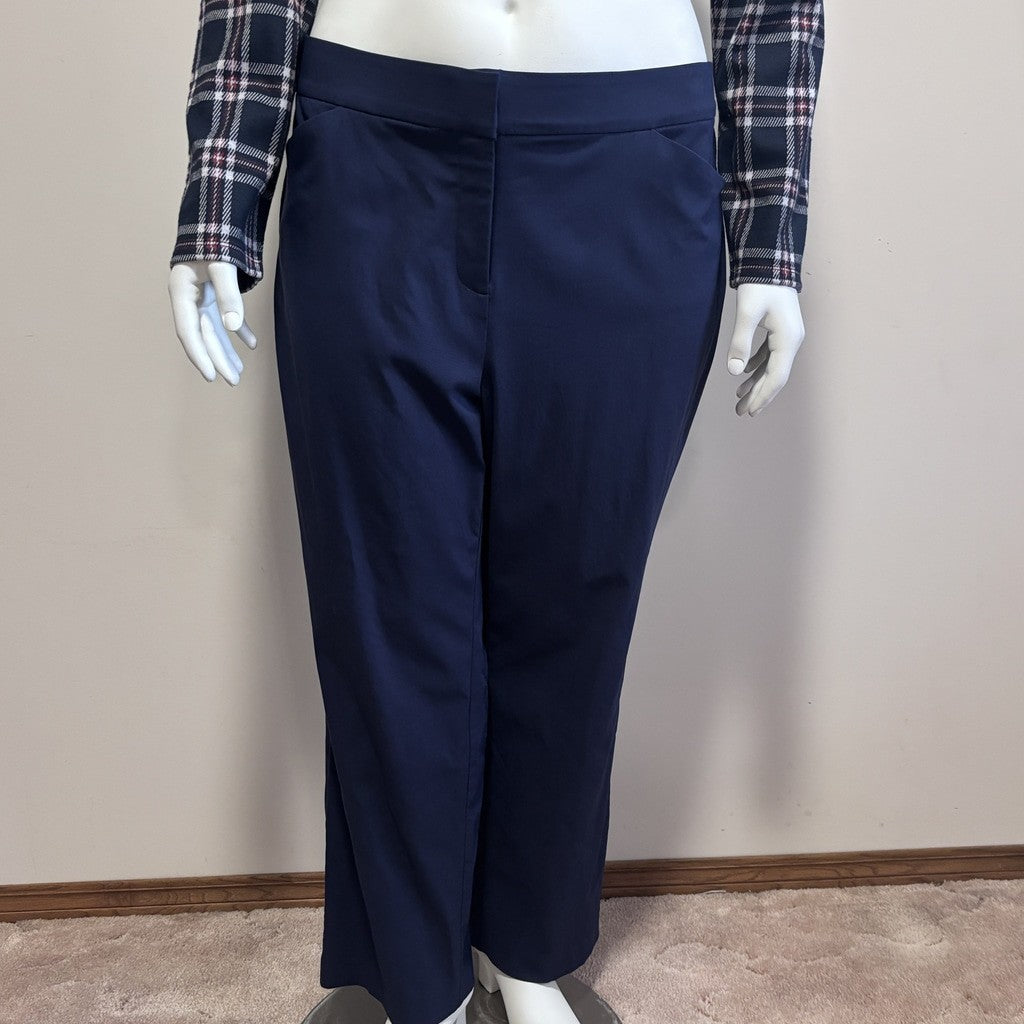JM Collection Plus Size 18WP Curvy Fit Straight Leg Navy Blue Dress Pants NWT
