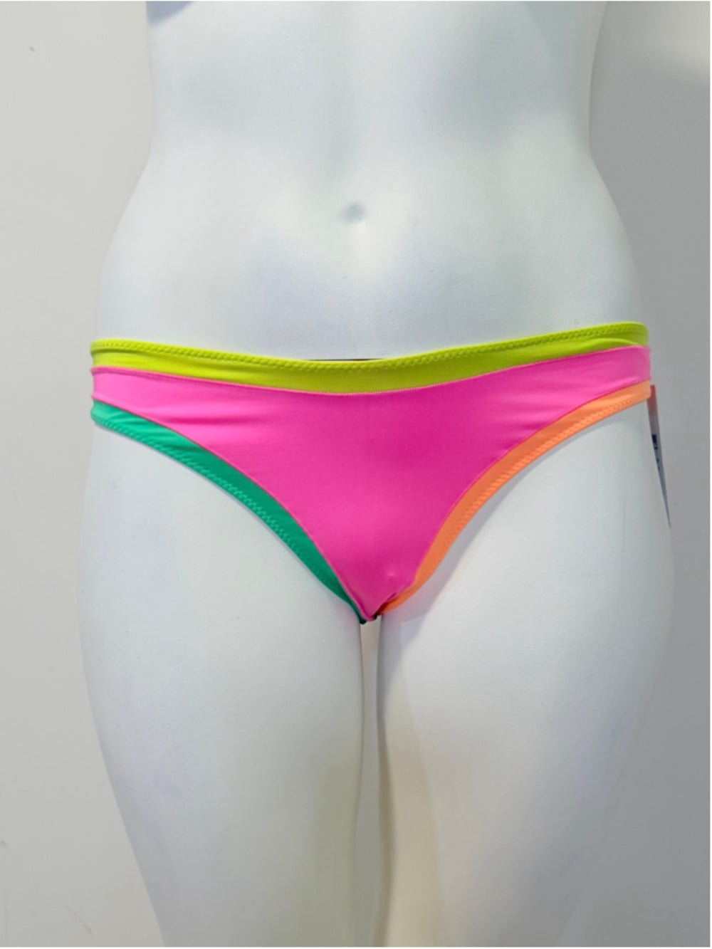Hurley Size Extra Large Colorblock Neon Pink Cheeky Bikini Bottoms NWT