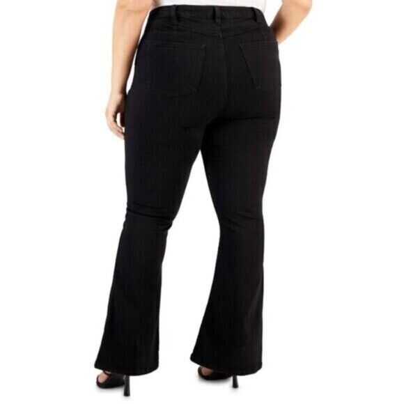 Celebrity Pink Trendy Plus Size 16W  Black High Rise Flare-Leg Jeans NWT