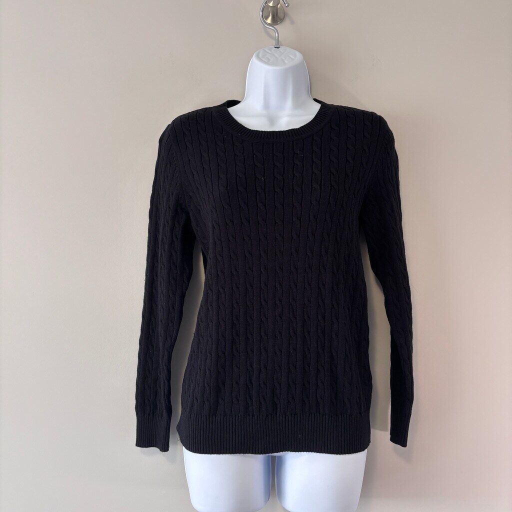 Karen Scott Women's Petite Medium 100% Cotton Black Cable-Knit Sweater NWT