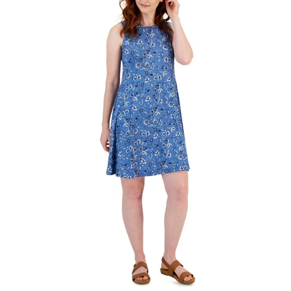 Style & Co. Women's Size XS Blue Flora Printed Flip-Flop Summer Dress NWT