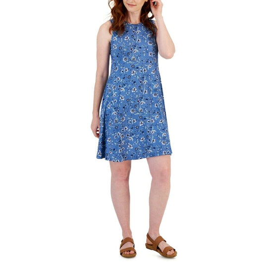 Style & Co. Women's Size XS Blue Flora Printed Flip-Flop Summer Dress NWT