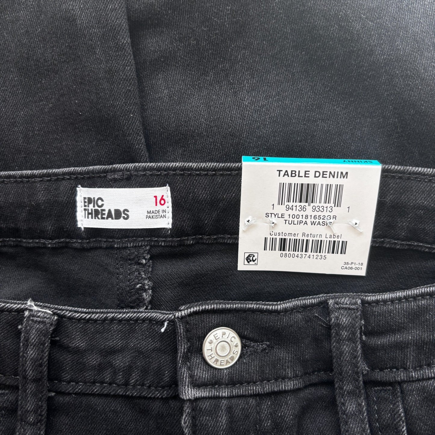 Epic Threads Big Girls (Kids) Black Casual Frayed Hem Skinny Jeans NWT