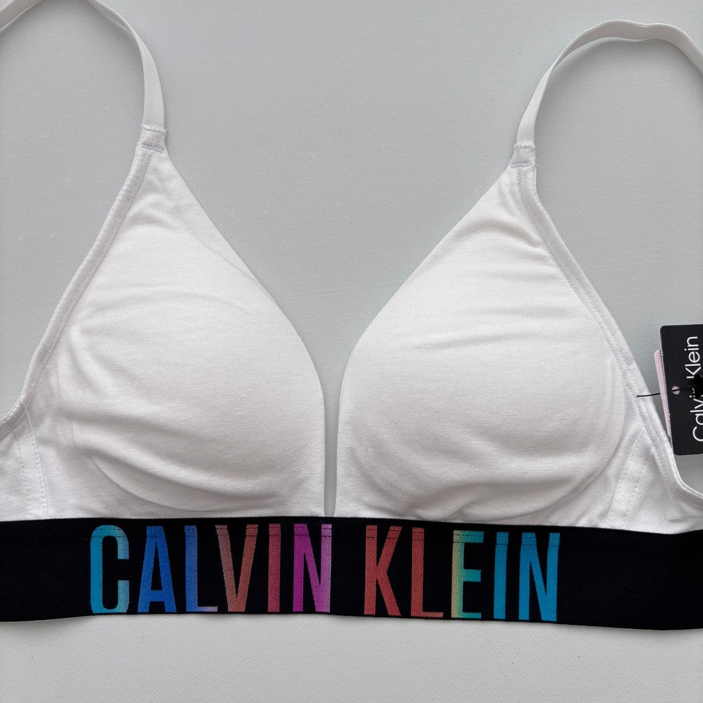 Calvin Klein Size XS White Intense Power Pride Cotton Triangle Bralette NWT