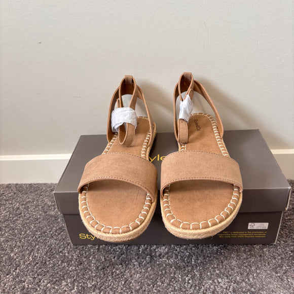 Style & Co Women's 9 Brown Peggy Ankle-Strap Espadrille Flat Sandals NIB