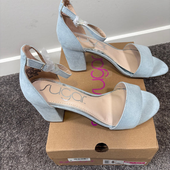 Sugar Women's 8.5 Light Blue Suede Chunky Heels Dress Shoes NWT