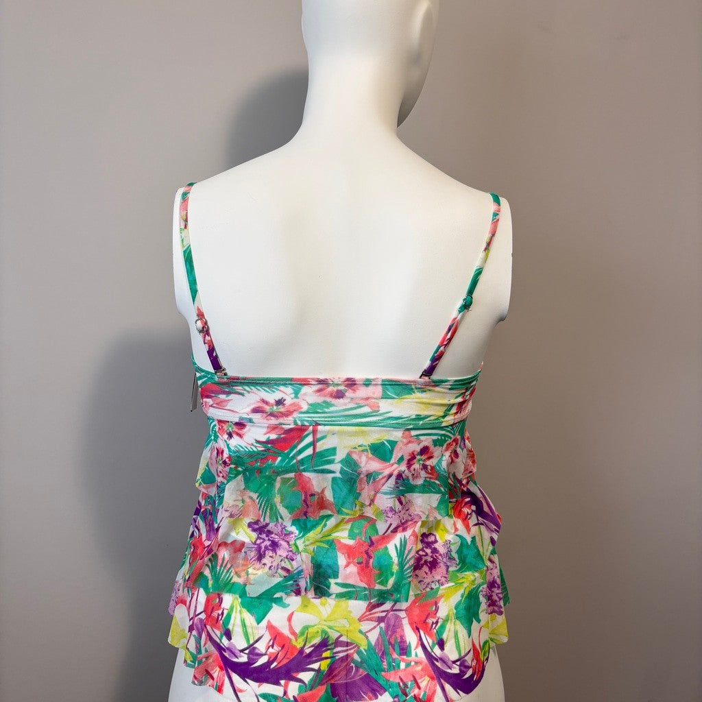 Wave Zone Women's Size 12 Colorful Flower Flutter Tankini w/ Support NWT