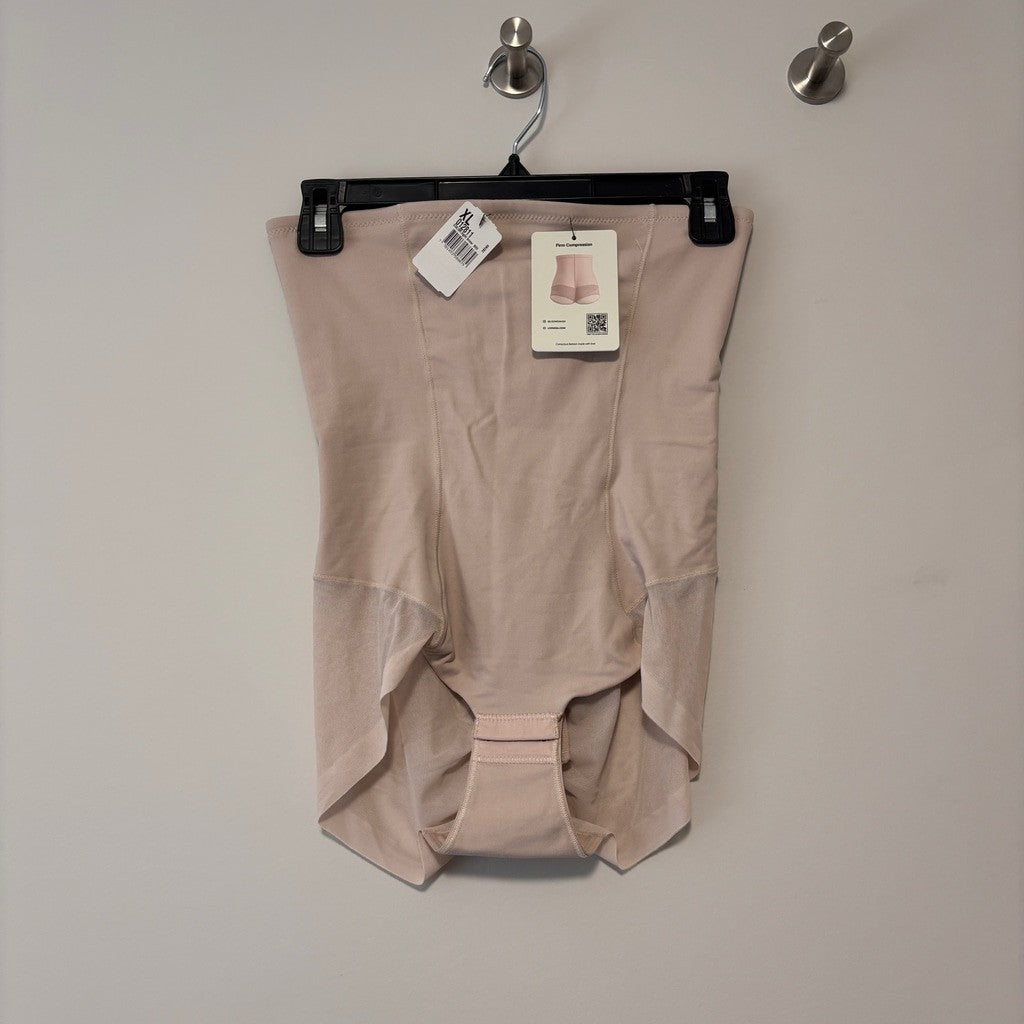 Leonisa Women's XL Beige High-Waisted Sheer Bottom Sculpting Shapewear NWT