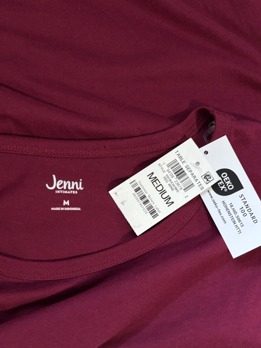 Jenni Intimates Women's Scoop Neck Sleep Tee Red Plum Colour NWT