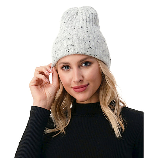 Marcus Adler New York Grey Speckled Knit Harper Beanie Hat NWT