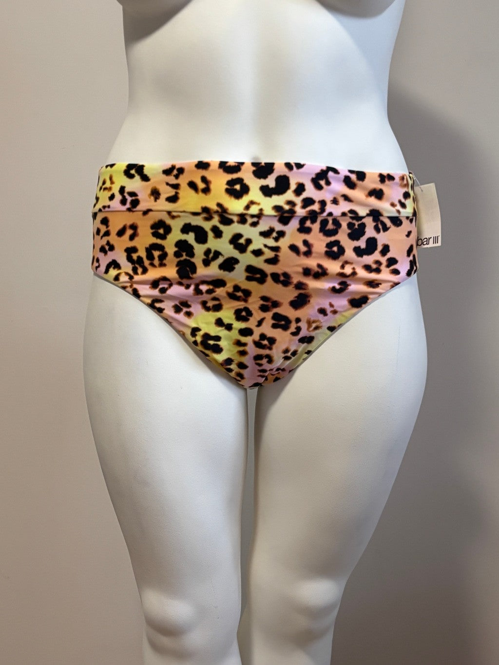 Bar III Size XL Multicolor Animal Print High Waist Bikini Bottoms NWT