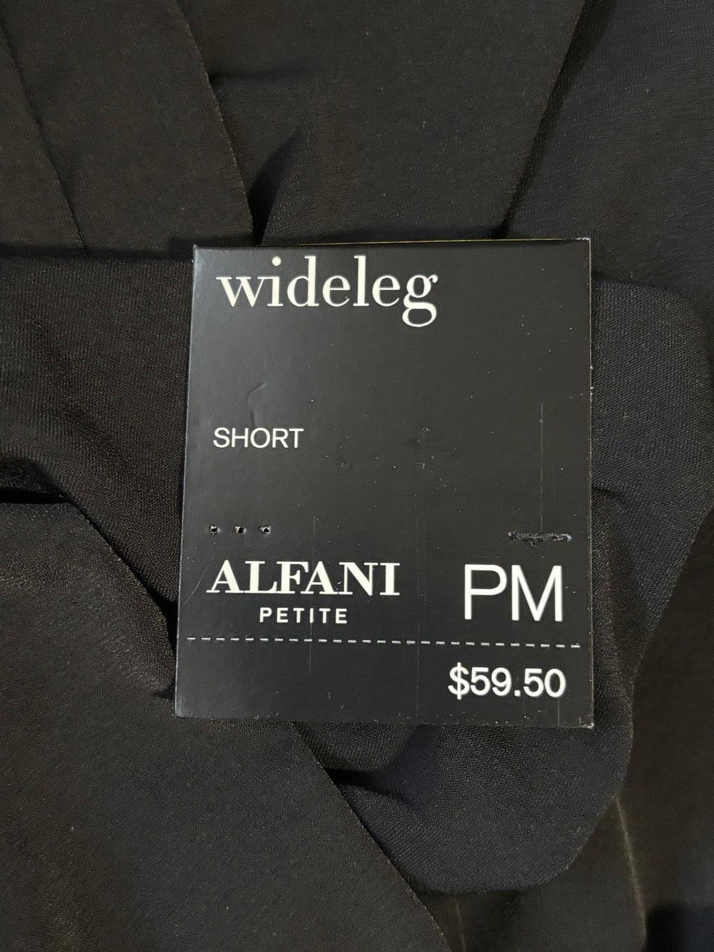 Alfani Size Medium Petite Knit Pull On Wide Leg Black Pants NWT