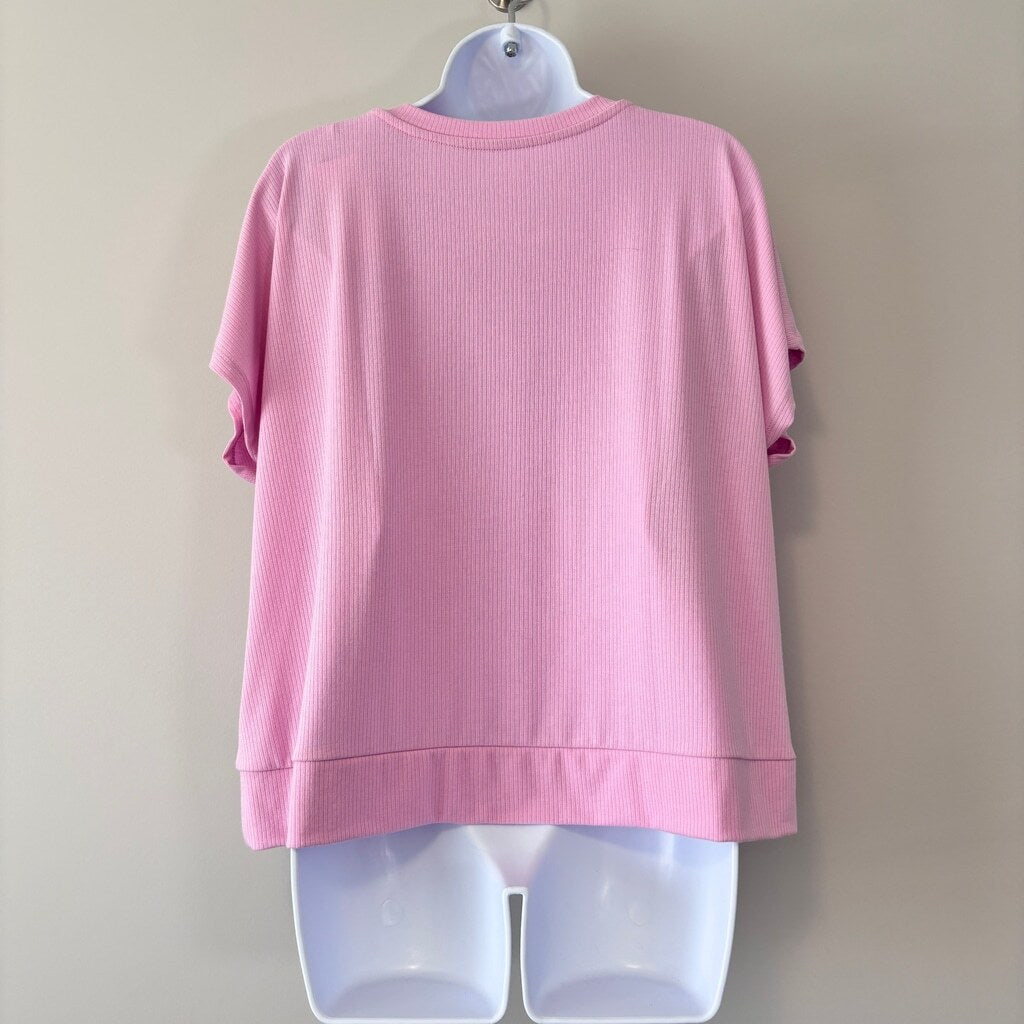 GAP GapBody Women's Pink Ribbed Short-Sleeve Pajama Top NWT