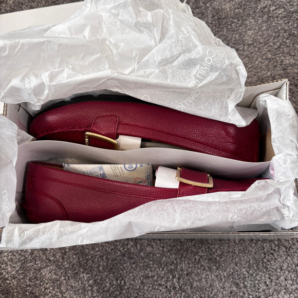 Calvin Klein Women's 6.5 Dark Red Vegan Leather Slip-On Loafers NIB