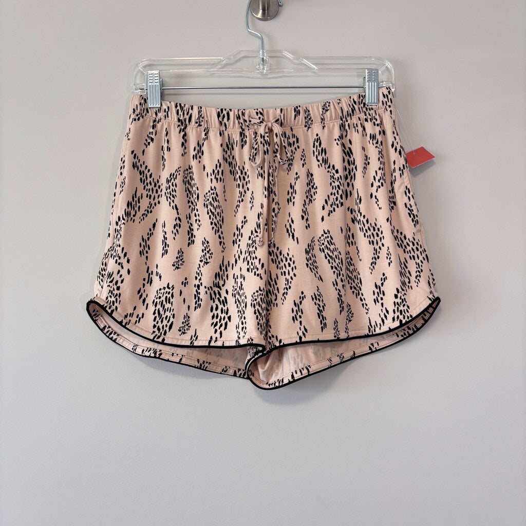 State of Day Women's Beige & Black 2-Pc. Short-Sleeve & Shorts Pajama Set NWT