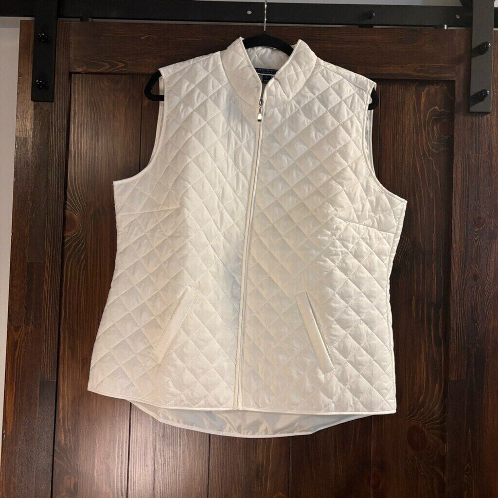 Karen Scott Women's White Solid Quilted Puffer Vest NWT