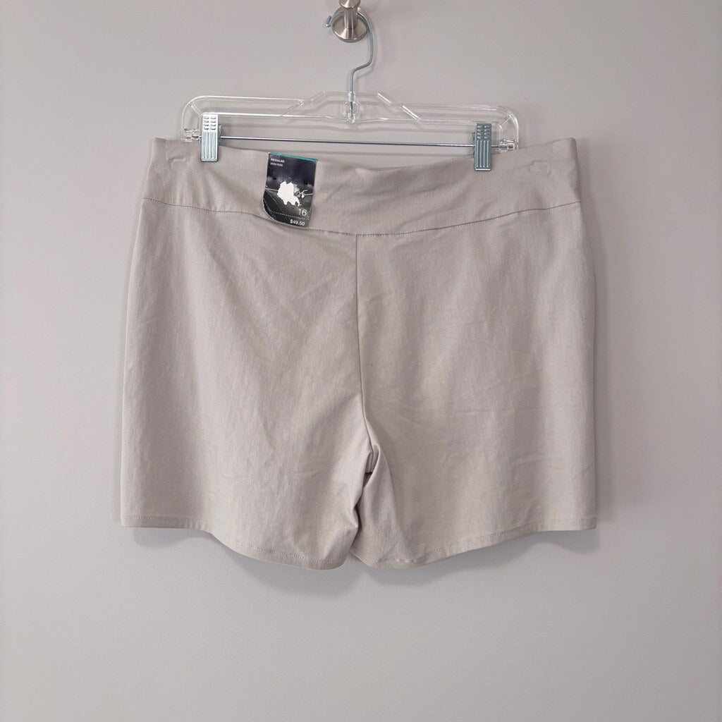 INC International Concepts Women's 16 Tan Mid-Rise Pull-On Shorts NWT