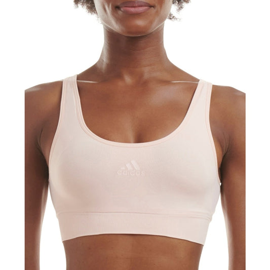 Adidas Women's Size XS Light Pink Seamless Scoop Medium Impact Lounge Bra NWT