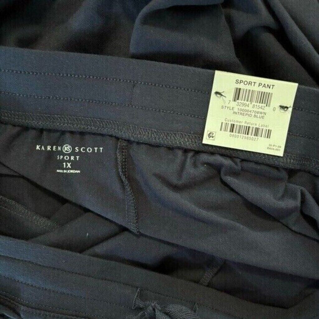 Karen Scott Plus Size Navy Knit Drawstring Sweat Pants /Joggers NWT
