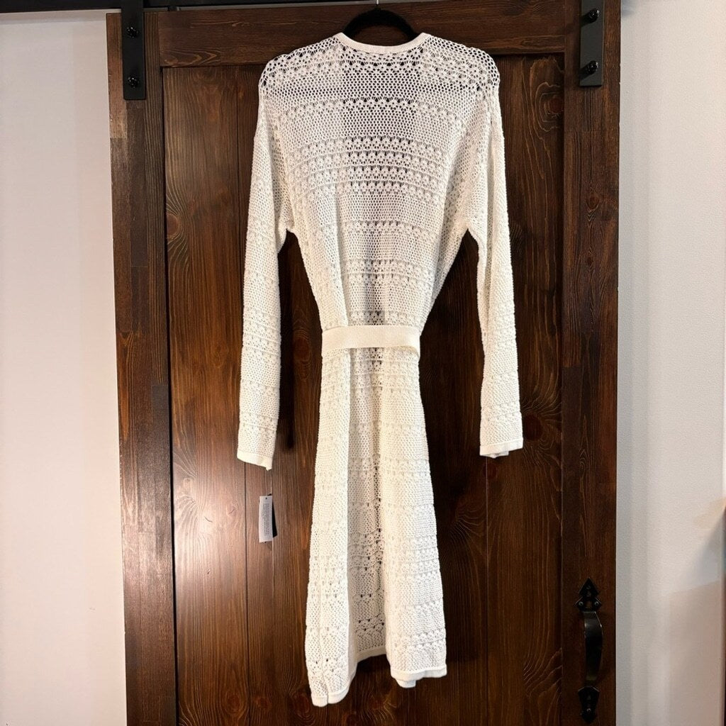 INC International Concepts XXL White Crocheted Cardigan Duster Sweater NWT