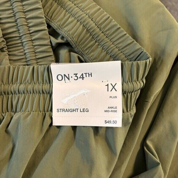 On 34th  Plus Size Drawstring Green Commuter Pants NWT.