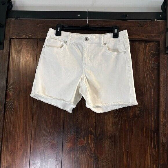 Style & Co. Women's White Denim Frayed-Hem Casual Shorts NWT