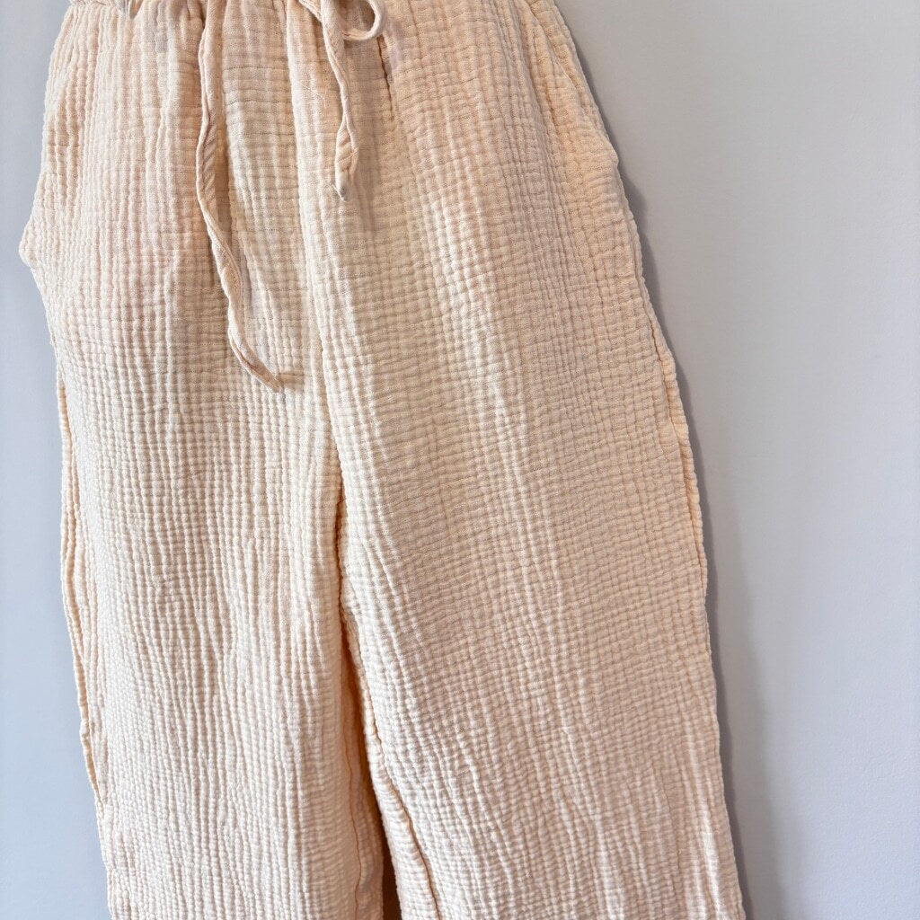 SHEIN Women's Medium Leisure Relaxed Fit Elastic Waist Cotton Crepe Pants NIB