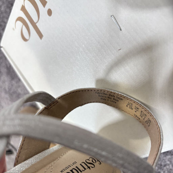 Life Stride Women's 6.5 & 7 Silver Sparkle Strappy Wedge Sandals NIB