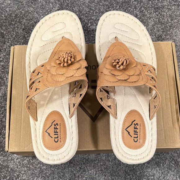 Cliffs by White Mountain Women's 10 Beige Cynthia Flower Sandal NIB