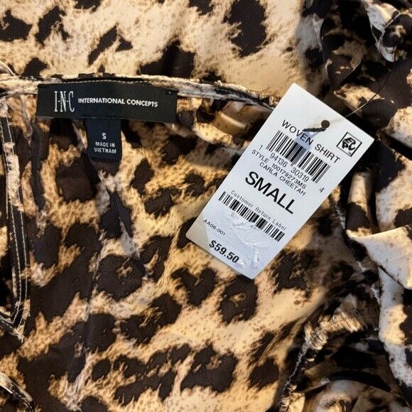 I.N.C. INTERNATIONAL CONCEPTS Women's Printed Long-Sleeve Silky Halter Top NWT