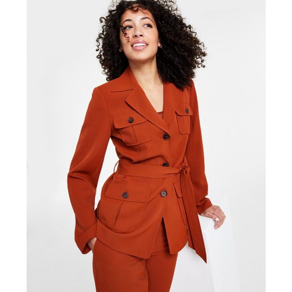 Bar III Women's XS Brown Button Cargo-Pocket Jacket NWT (Missing Belt)