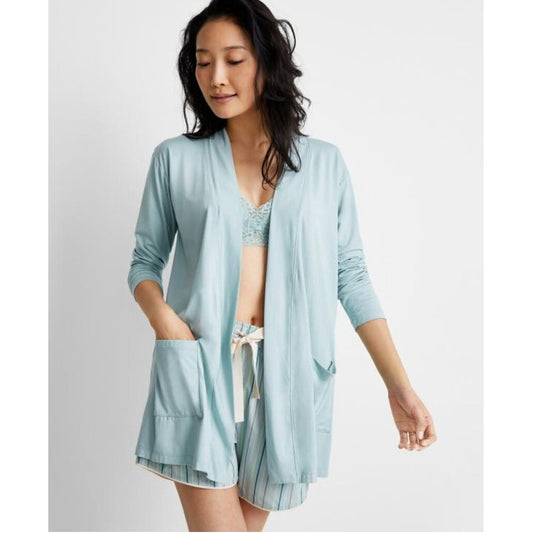 State of Day Women's Light Blue Knit Open Front Pajama / Lounge Cardigan NWT