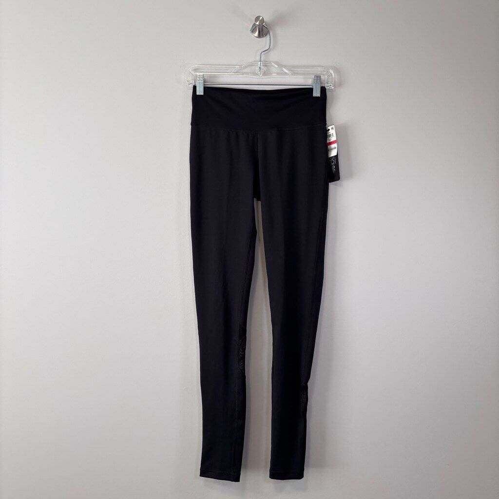 Ideology Women's XS Black Mesh-Trimmed Rapid-Dry Leggings NWT