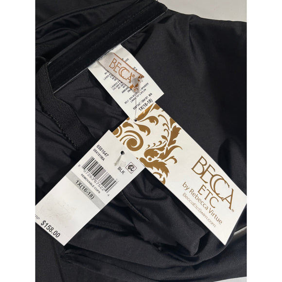 Becca ETC by Rebecca Virtue Plus Size 1X Black One-Piece Swimsuit NWT