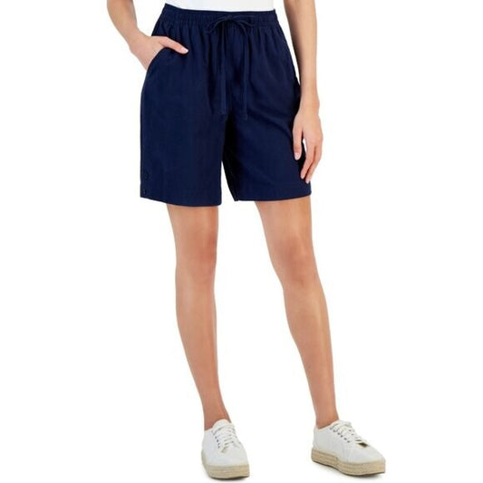 Karen Scott Women's Navy Blue Emilia Cotton Casual Shorts NWT