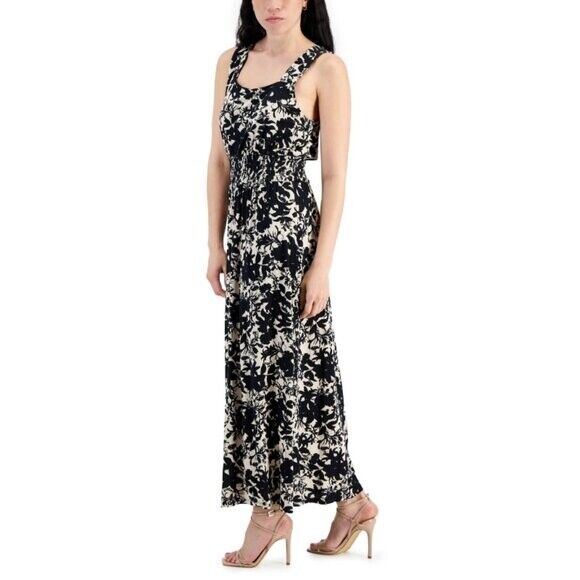 I.N.C. INTERNATIONAL CONCEPTS Petite Floral Printed White & Black Maxi Dress NWT