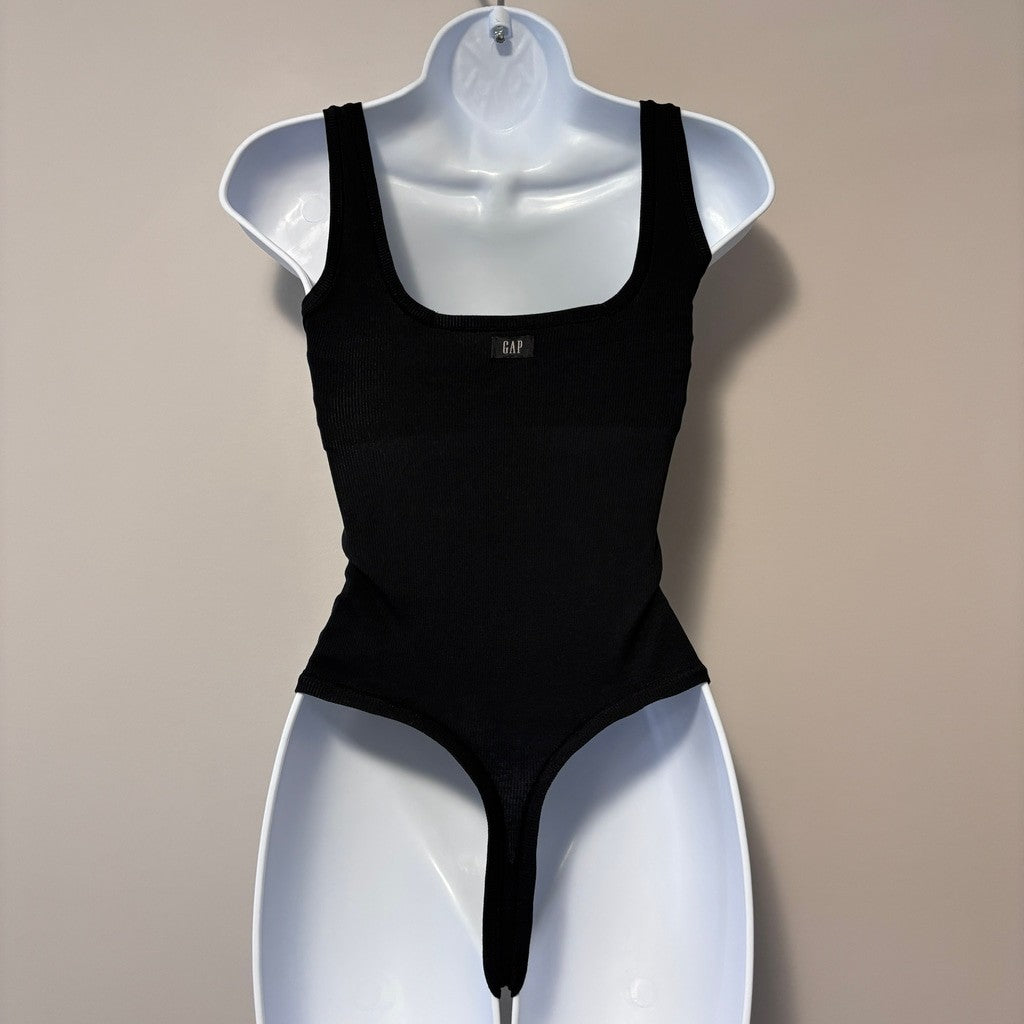 GAP GapBody Women's Size Small Black Logo Comfort Thong Bodysuit NWT