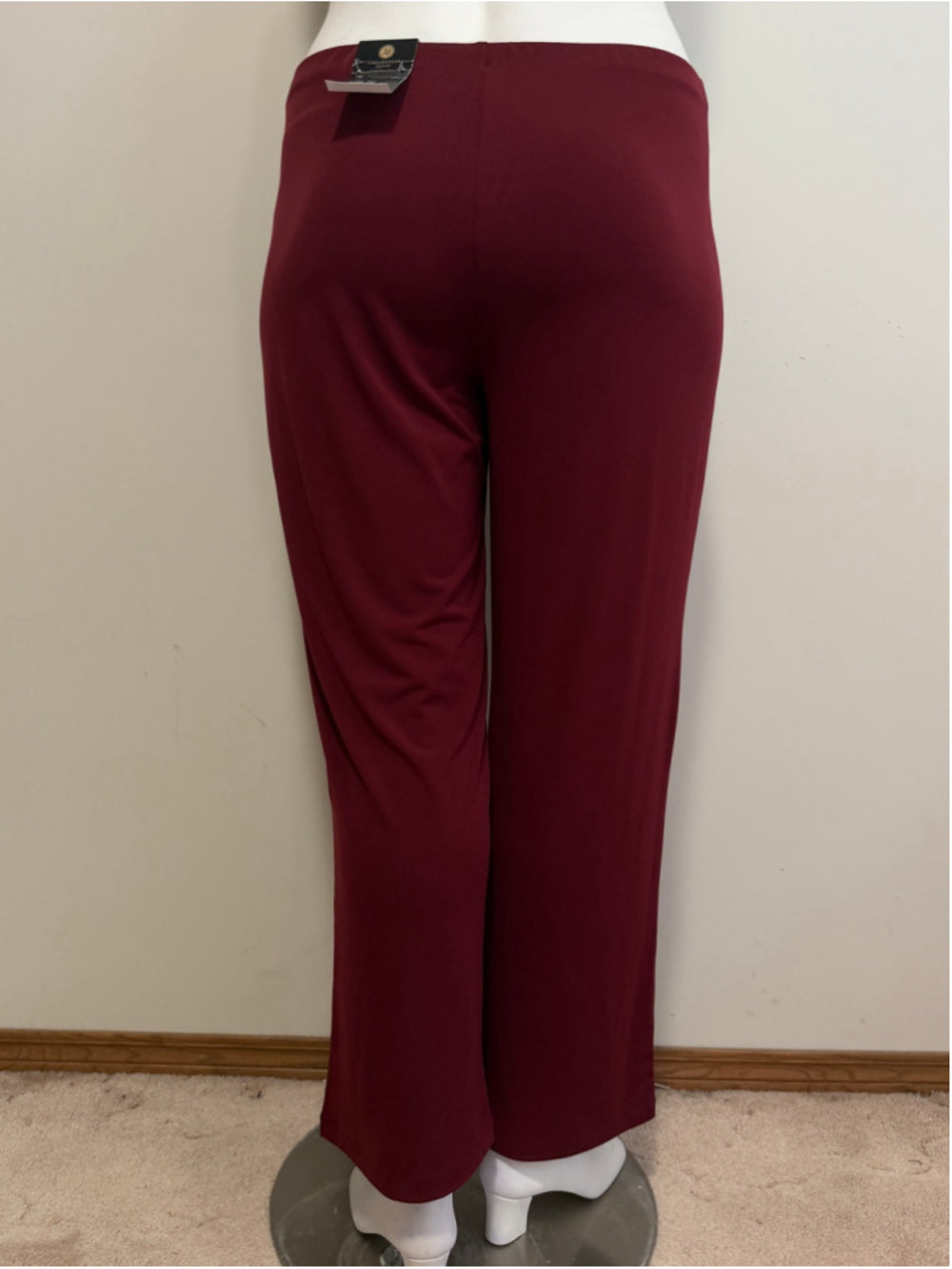 JM Collection LP Burgundy Knit Pull-On Dress Pants w/ Elastic Waist NWT