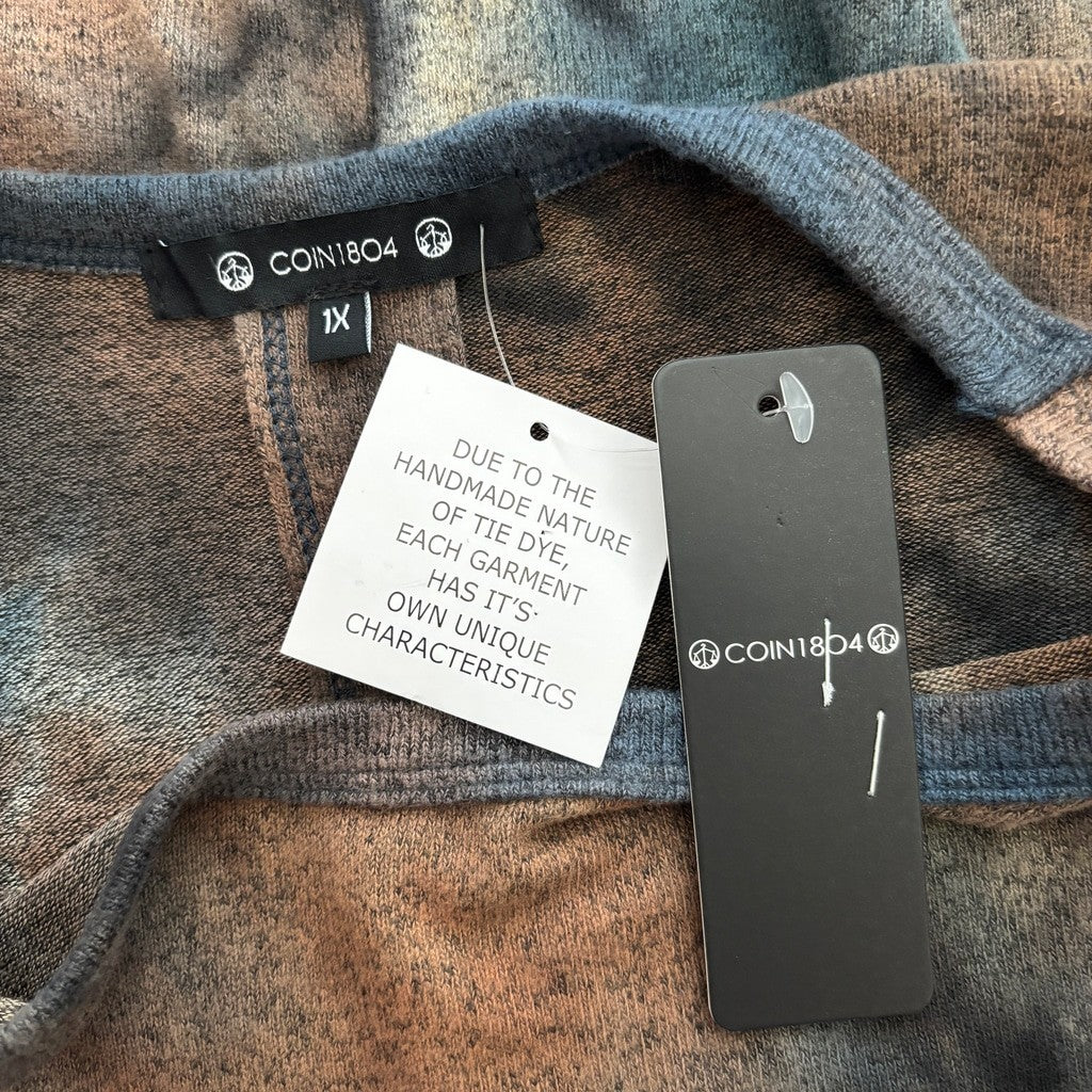 COIN 1804 Plus Size 1X Tie Dye Cozy & Soft 3/4 Sleeve Knit Top / Tunic NWT