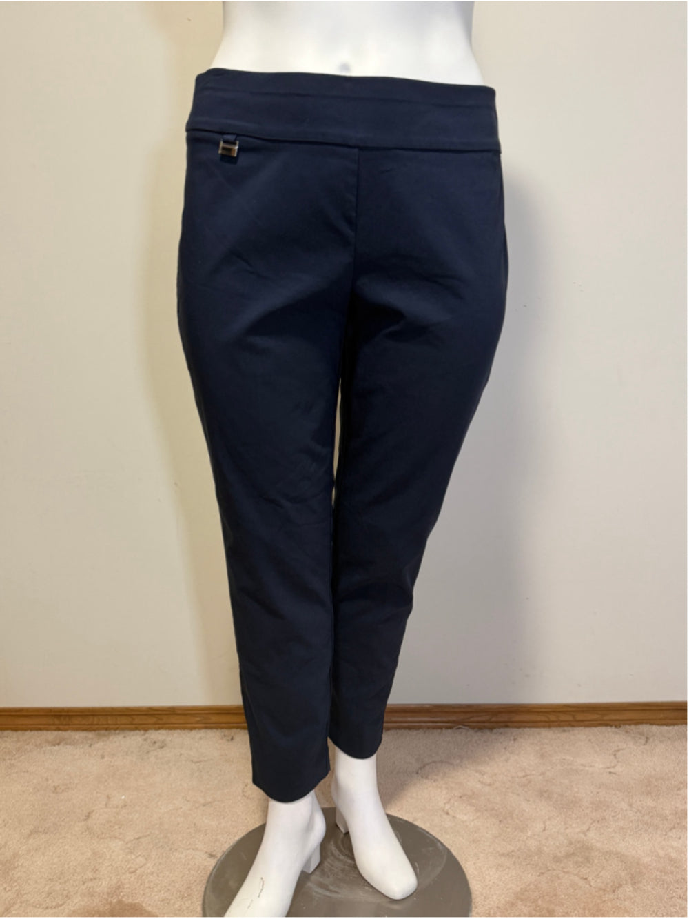 Alfani 16W Petite Skinny Tummy Control Navy Pull-On Dress Pants NWT