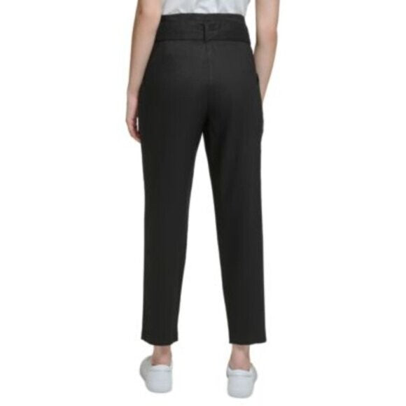 CALVIN KLEIN Women's High-Rise Tie-Waist Pants, Black NWT