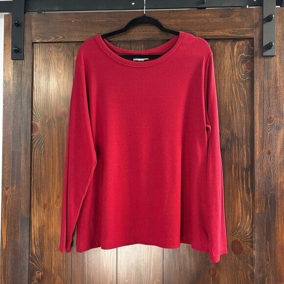 On 34th Plus Size Brick Red Ribbed Long-Sleeve T-Shirt NWT